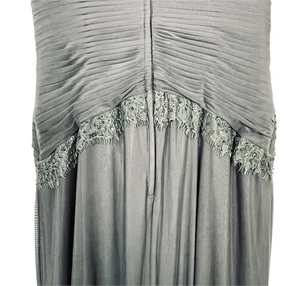 VM COLLECTION ILLUSION CAP SLEEVE RUCHED BUST BEADED FORMAL EVENING GOWN - Picture 11 of 16